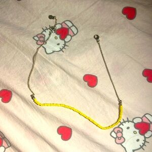 15 in Choker Length Yellow Beaded Gold Necklace